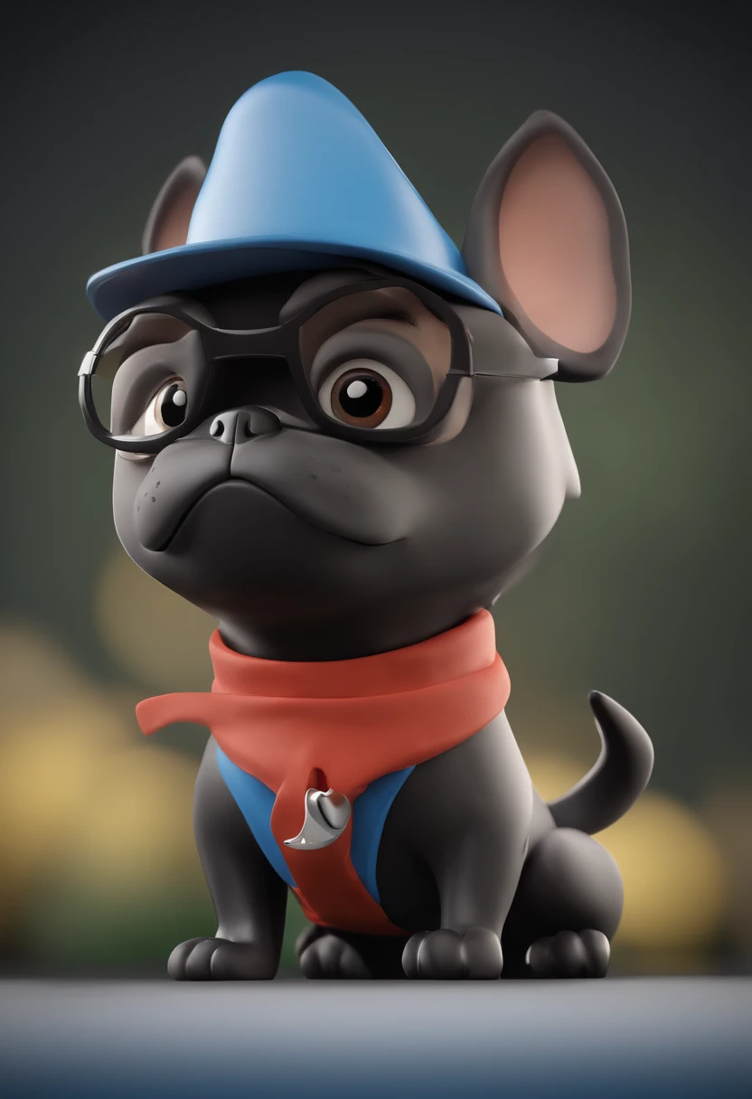 Personagem de desenho animado de um buldogue com quimono preto e uma camisa azul, animation character, Caractere estilizado, animation style rendering, 3D estilizado, Marcos Flexa render, 3 d render stylized, toon render keyshot, Personagem 3D, Personagem ...