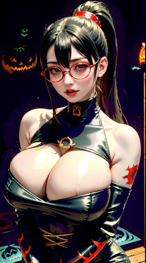 Wearing glasses、there is a woman in a corset posing for a picture, goddess of Japan, seductive tifa lockhart portrait, an oppai cyberpunk, with glasses, biomechanical oppai, Tifa Lockhart, anaglyph effect ayami kojima, sakimichan hdri, gorgeous chinese mod...