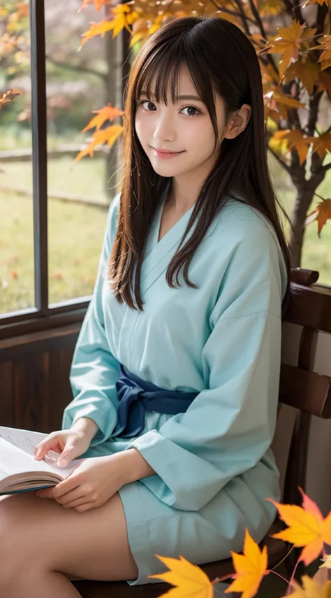 in the livingroom、Reading a book, teens girl, in a japanese apartment, live action movie scene, iwakura lain, wearing japanese school uniform, sakimichan hdri, ikki tousen, Japan school uniform, hana yata, Seifuku, japanese girl school uniform, private mom...