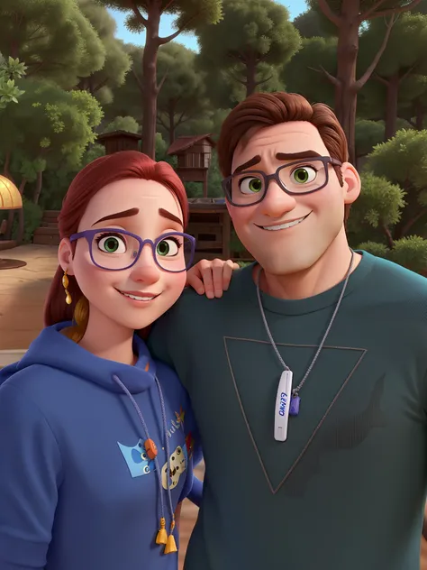 Casal com olhos castanhos estilo pixar