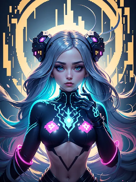 fabulous pixel art of beautiful futuristic idols b pixel art, beautiful and detailed pixel art, hyper detailed pixel art, conceptual pixel art, high quality pixel art, high quality pixel art, high quality pixel art, high quality pixel art, bioluminescent l...