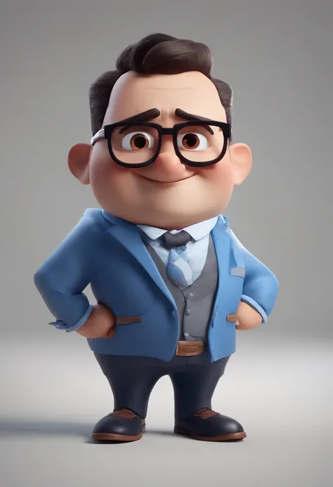 Cartoon character of a man with black glasses and a blue shirt, animation character, Caractere estilizado, animation style rendering, 3D estilizado, Arnold Maya render, 3 d render stylized, toon render keyshot, Personagem 3D, Personagem 3D, 3d rendering st...