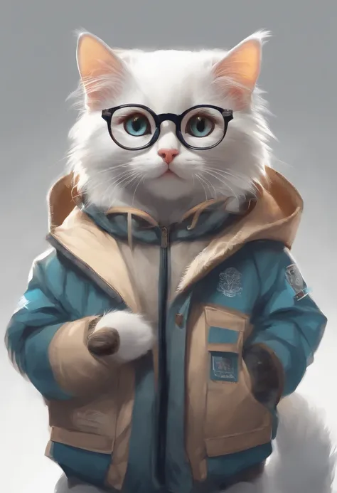 Perfect centering, Cute kittens everywhere, Wear a student jacket, Wearing glasses, Standing position, Abstract beauty, Centered, Looking at the camera, Facing the camera, Approaching perfection, Dynamic, Moonlight, Highly detailed, Digital Painting, art  ...