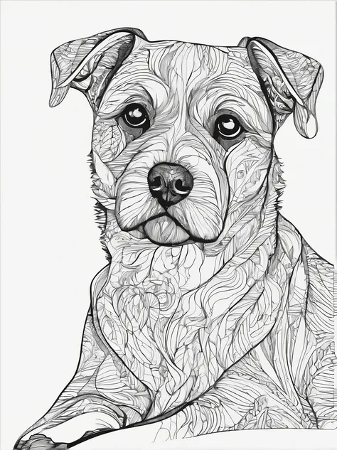 coloring pages, cute dog, white background,