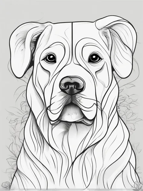 coloring pages, cute dog, white background,