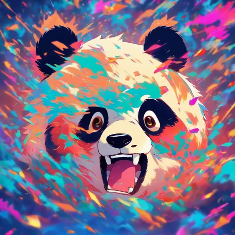 head portrait，giant panda，Wrestling features，personification，Japanese anime