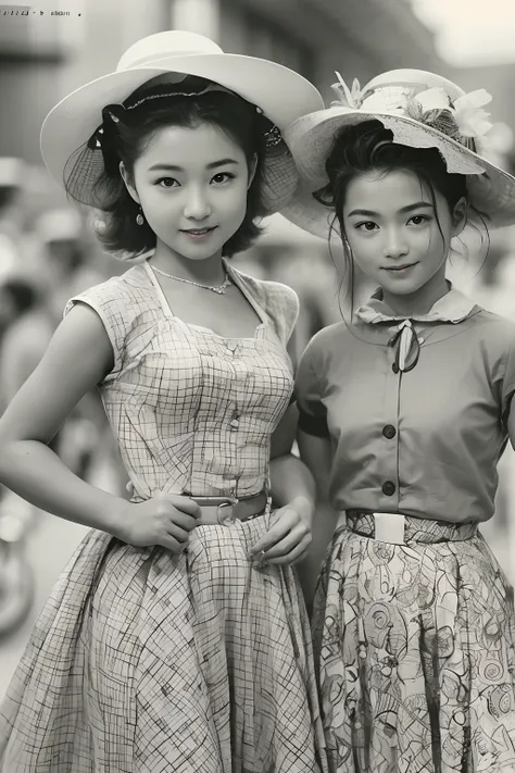 1 mulher、(sozinho:1.3)、(Super Bonito)、(rostos ultra bonitos)、Atrizes japonesas dos anos 1950、(Clothes that were popular in the United States in the 1950s)、tiro na parte superior do corpo、(monochrome photography)