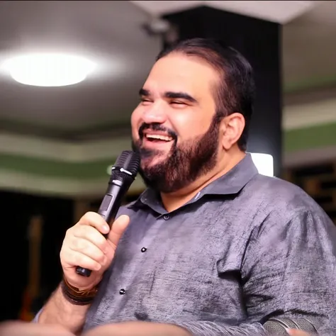 Araffe man with beard and microphone in hand, Emad Mostaque, Saadane AFIF, david rios ferreira, mutahar rindo, Mohamed Chahin, Ahmad Merheb, Comedian is funny, edu souza, icaro carvalho, Kyza Saleem, Sayem Reza, Jamel Shabbaz, Condutor de Ene