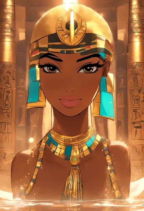 (((Egyptian goddess))) best quality, Very high resolution, CG detalhado 4K, master part, Egyptian mythology, Anuchis, mulher negra, sol no fundo, Egito Antigo, Egyptian temple, roupas laranja, egyptian clothes, deserto, Egito Antigo, Egyptian mythology, ((...