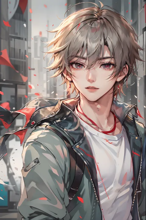 Absurdres masterpiece HDR high quality picture of a character from a famous Korean webtoon, 1 boy , character is with detailed face, casual colour of hair based on the anime, happy face, tech guy wearing accessories, ((casual hair style:1 )) , anime eyes, ...