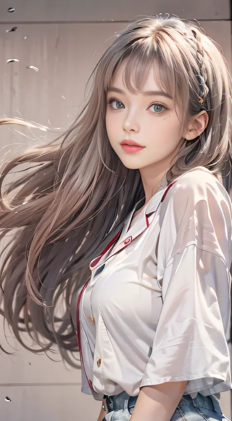 masutepiece、A high resolution、Nurse、30-year-old girl、Looking at the camera、ssmile、The completion is as shown in the image、Fair and beautiful skin、inner colored、Hair should be tied in the back、