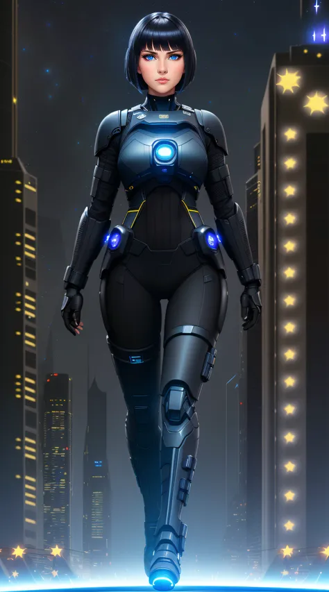 Science Fiction,Sci-Fi,Sci-Fi Movies,Foundation Movie References,Stories about Rebellion,Anti-Government Groups,25-Year-Old Woman, Full Body, Adult,Dark Blue Water-Colored Eyes,Black Bob Short Hair,leather body suit,Serious Face,Realistic Face Resolution,R...