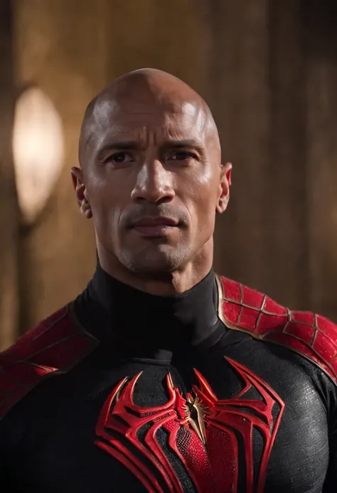 . .Estilo Tarantino Dwayne Johnson como Homem-Aranha 8k, High definition, Rosto detalhado, Rosto detalhado, Olhos detalhados, terno detalhado, No estilo da Marvel e DC, hyper-realistic, + Cinematic Shot + dynamic compositing, incrivelmente detalhado, sharp...