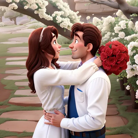 romantic couple, assim como os filmes da Disney Pixar, great quality, great definition,mulher loira