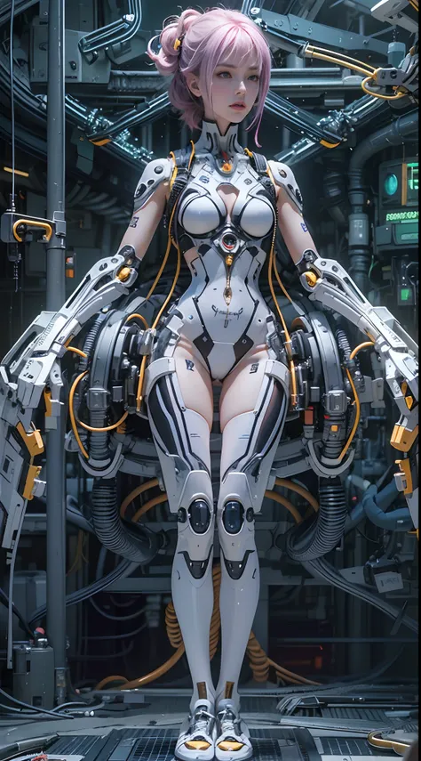 Grandes tetas cameltoe tetas grandesCalidad superior, Obra maestra, ultrahigh resolution, ((fotorrealista: 1.4), Foto rAW, 1 chica cyberpunk, piel brillante, 1 mechanical girl, (Detalles ultra realistas)), mechanical limbs, Tubes connected to mechanical pa...