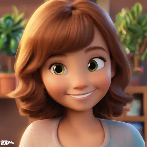 Imagem de uma menina 10 anos estilo pixar, with a reference from a light-skinned Brazilian woman, tem cabelos longos com franja, is smiling, Her hair and eyes are brown in color, Got a black cat and Bum white cat, deitado no jardim