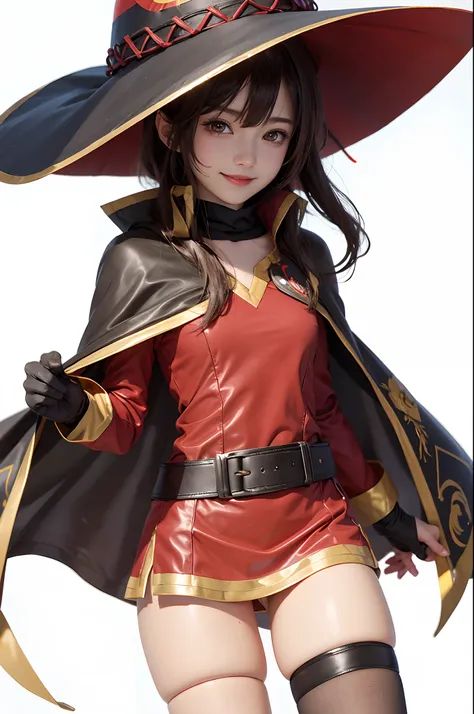 Realistic, megumin, ultra detail, masterpiece, high quality, smile