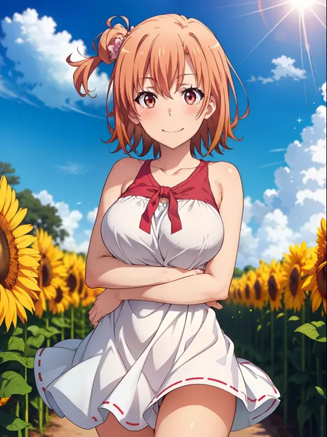 ((masutepiece, Best Quality, hight resolution, nffsw, Perfect Pixel, depth of fields, 4K, )), 1girl in, Solo, Lori, Beautiful anime girl, Beautiful Art Style, 
close up, Looking at Viewer, 
Perfect body,  

Yuigahama Yui,  Short hair, Orange hair, (large b...