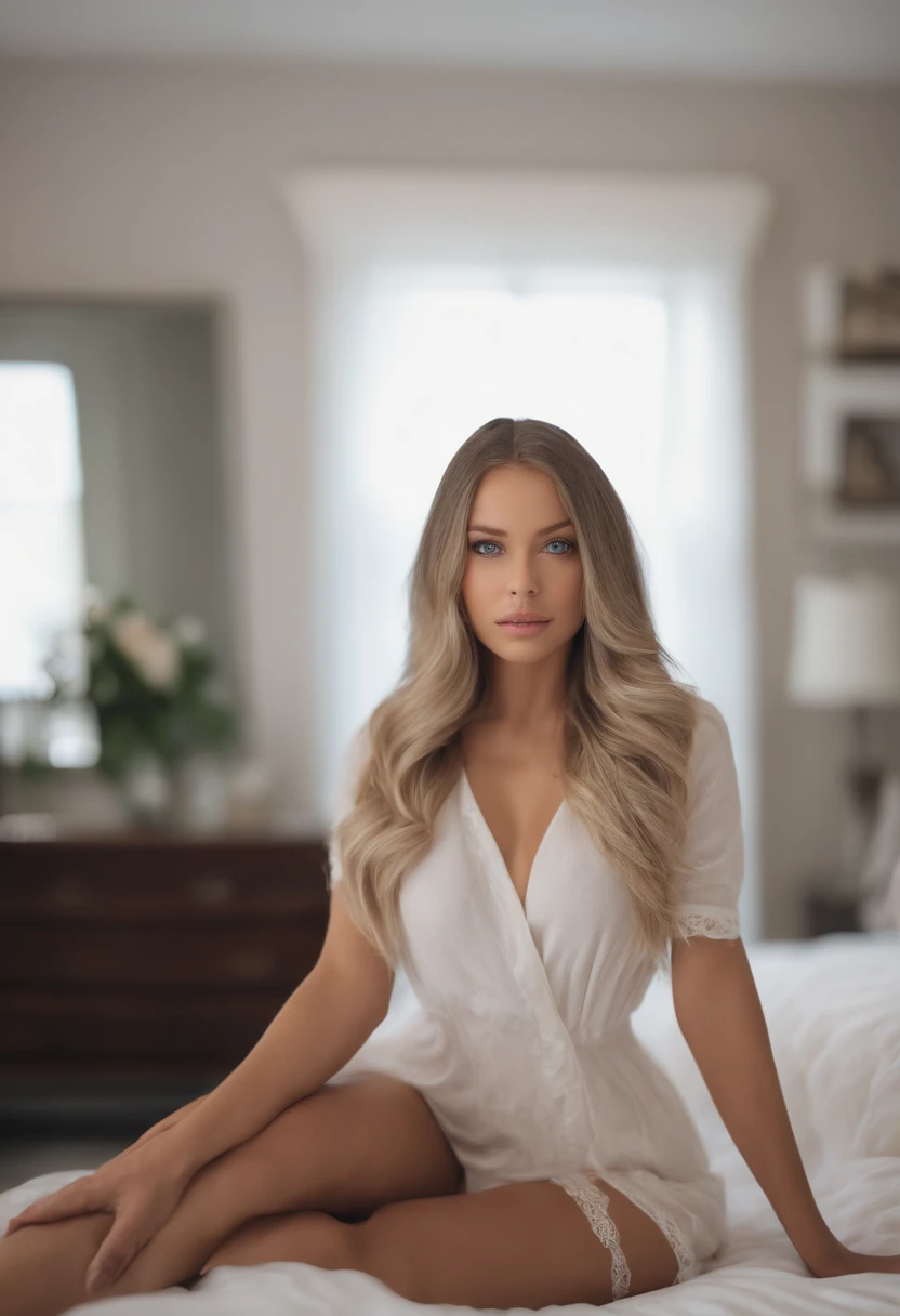 arafed woman fully , sexy girl with blue eyes, ultra realistic, meticulously detailed, portrait sophie mudd, blonde hair and large eyes, selfie of a young woman, bedroom eyes, violet myers, without makeup, natural makeup, looking directly at the camera, fa...