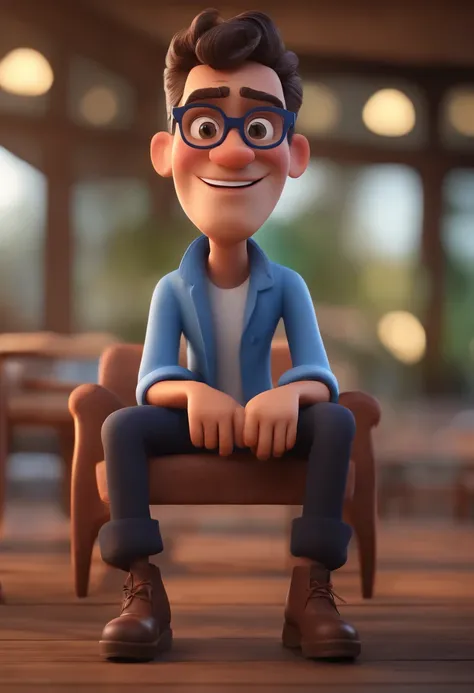 Cartoon character of a man with black glasses and a blue shirt, animation character, Caractere estilizado, animation style rendering, 3D estilizado, Arnold Maya render, 3 d render stylized, toon render keyshot, Personagem 3D, Personagem 3D, 3d rendering st...