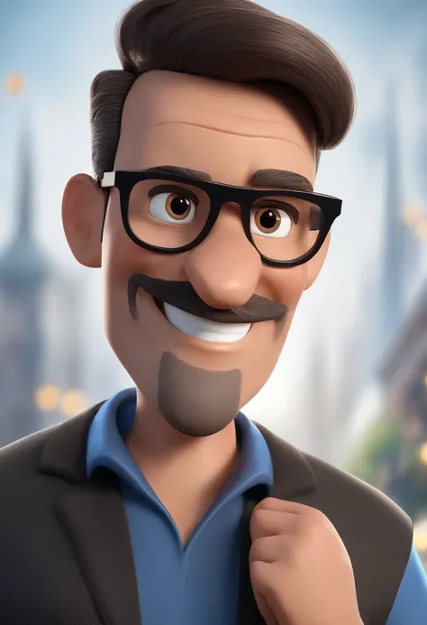 Cartoon character of a man with black glasses and a blue shirt, animation character, Caractere estilizado, animation style rendering, 3D estilizado, Arnold Maya render, 3 d render stylized, toon render keyshot, Personagem 3D, Personagem 3D, 3d rendering st...