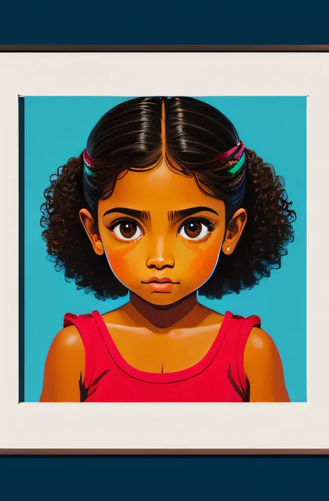 Uma menina brasileira morena, 10 anos, segurando uma tartaruga, Anatomia humana perfeita, Childrens art style with simple strokes and primary colors, pintura digital bonita, Arte complexa, 8k, pintura digital de alta qualidade, detalhes intrincados, Perfec...