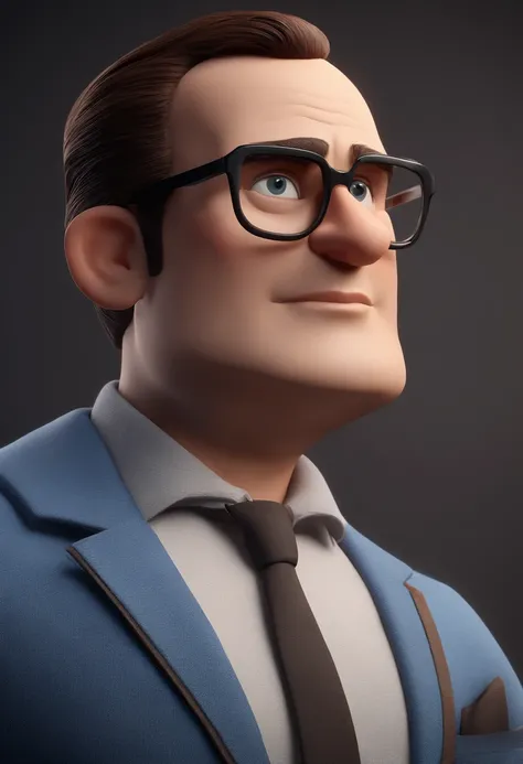 Cartoon character of a man with black glasses and a blue shirt, animation character, Caractere estilizado, animation style rendering, 3D estilizado, Arnold Maya render, 3 d render stylized, toon render keyshot, Personagem 3D, Personagem 3D, 3d rendering st...