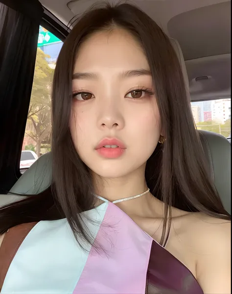 Asian woman araffed in a car with a purple and blue dress, jennie blackpink, Jaeyeon Nam, Mulher sul-coreana bonita, young adorable korean face, Parque Roseanne do Blackpink, Heonhwa Choe, Parque Ji-min, jossi do blackpink, Gongbi, linda mulher coreana jov...