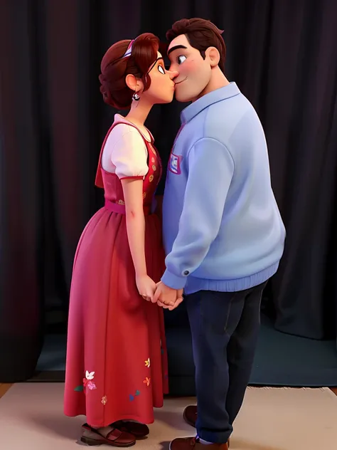 Casal se beijando, estilo pixar