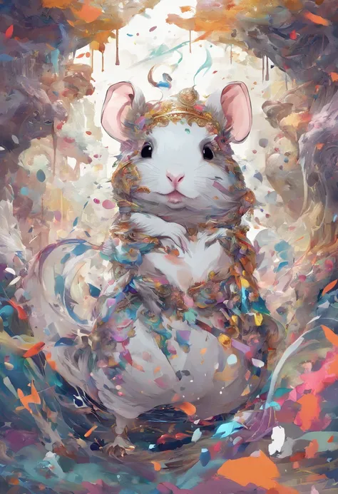 Splash art, a guinea pig head, ((white background)), piercing eyes, epic Instagram, artstation, splash style of colorful paint, contour, hyperdetailed intricately detailed , unreal engine, fantastical, intricate detail, splash screen, complementary colors,...