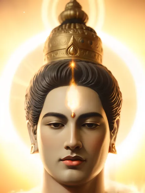 a poster 8K Ultra HD, highly detailed, super realistic , painting of a handsome buddha, attractive male deity, shiva, artistic depiction, lord shiva, ashoka tano, glowing halo above his head, inspired by Thota Vaikuntham, hindu god, avatar image, hindu aes...