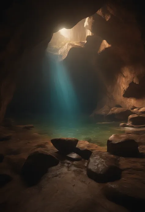 (best quality,4k,8k,highres,masterpiece:1.2),ultra-detailed,realistic,cavern with abandoned and mysterious atmosphere,unique style,renpy,unique location,enclosed space,horizontal view