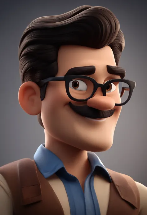 Personaje de dibujos animados de un hombre con gafas negras y una camisa azul, animation character, stylized character, Rendering animation styles, 3D estilizado, Arnold Maya render, 3D render estilizado, Toon renderizar keyshot, Personaje 3D, Personaje 3D...