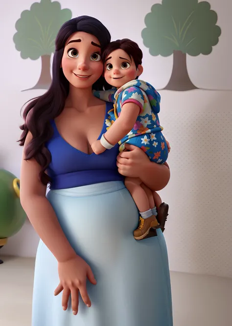 Mother with child , Disney Pixar poster style in high resolution