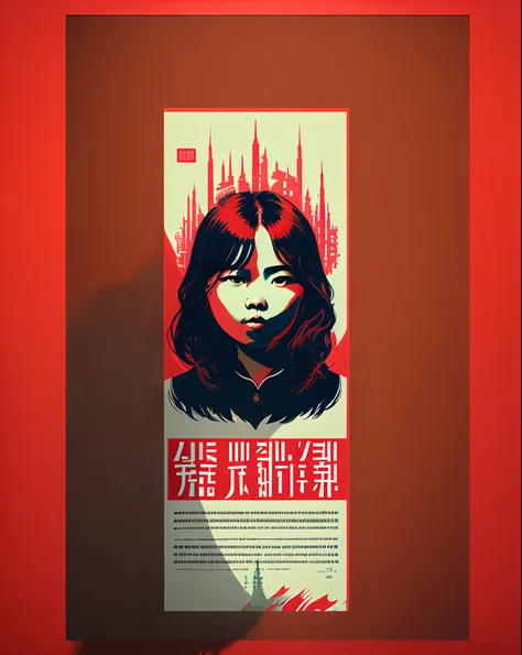 Make an A4 red poster with the words "The 7th Chongqing University Student Art Exhibition".