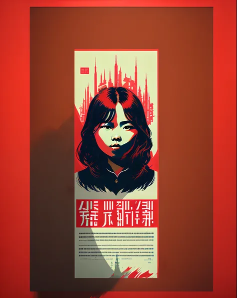 Make an A4 red poster with the words "The 7th Chongqing University Student Art Exhibition".