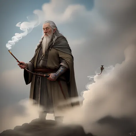 Gandalf, smoking pipe, tattoo, silhouette