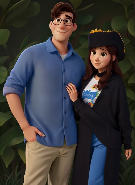 Marido e esposa, arte Pixar, alta qualidade, melhor qualidade