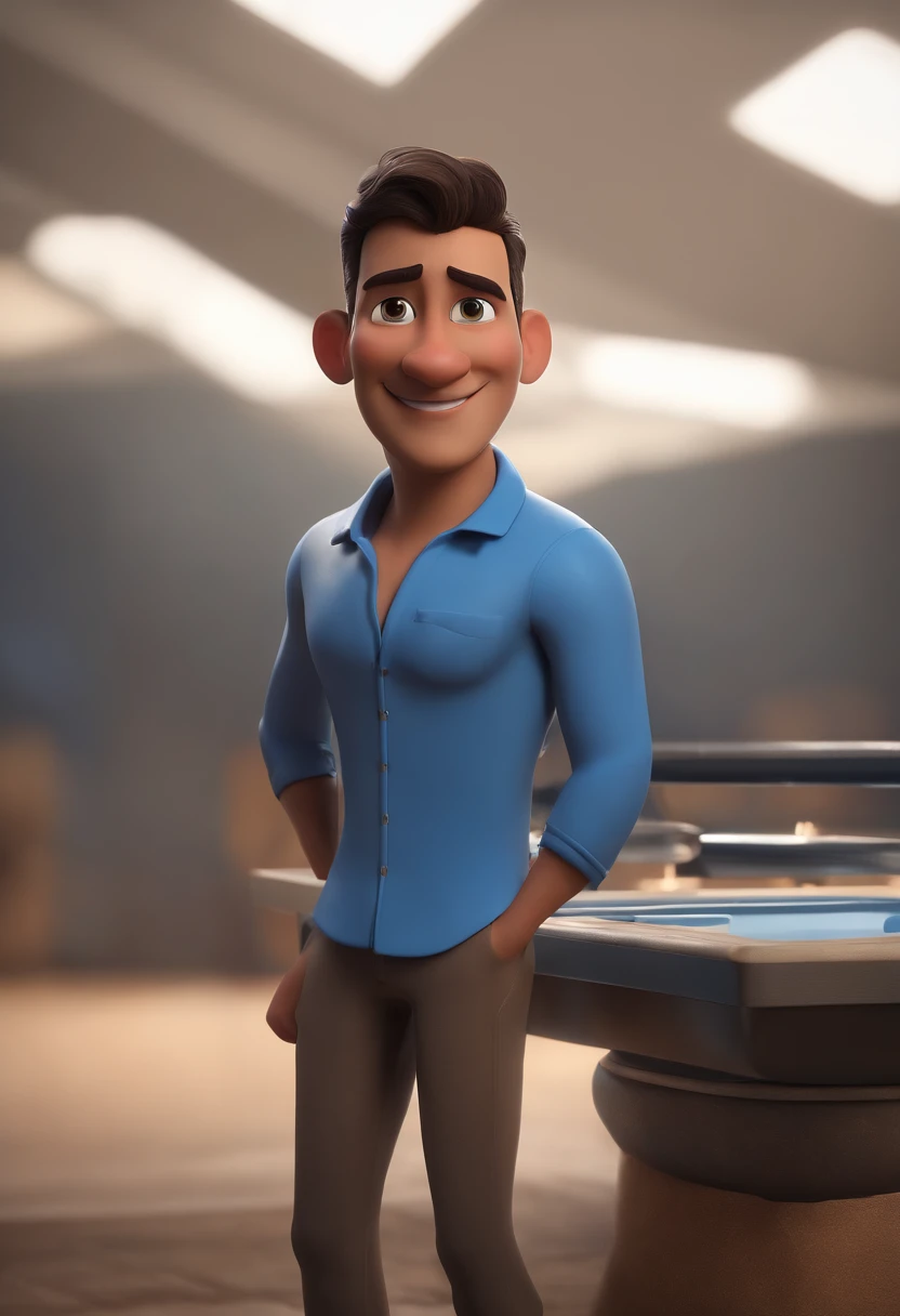 personagem dos desenhos animados de um homem, uma camisa azul, animation character, Caractere estilizado, animation style rendering, 3D estilizado, Arnold Maya render, 3 d render stylized, toon render keyshot, Personagem 3D, Personagem 3D, 3d rendering sty...