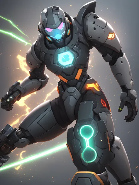 An overwatch omnic that looks like a mixture of rammatra and genji with a weapon that is a mixture of rammatras void accelerator, genjis shurikens, and sigmas hyperspheres