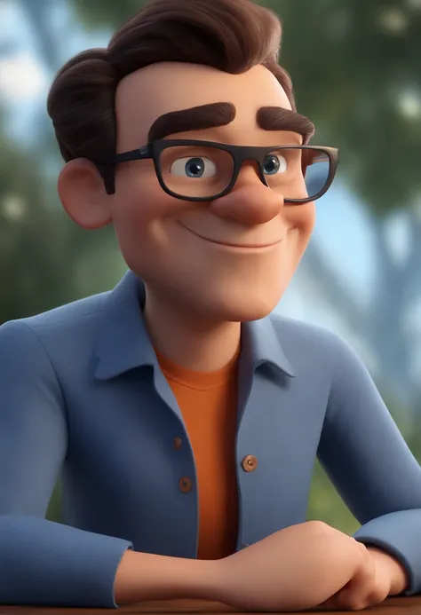 Cartoon character of a man with black glasses and a blue shirt, animation character, Caractere estilizado, animation style rendering, 3D estilizado, Arnold Maya render, 3 d render stylized, toon render keyshot, Personagem 3D, Personagem 3D, 3d rendering st...