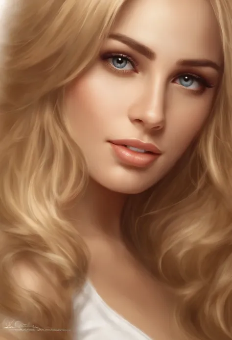 (olhos bonitos detalhados e rosto detalhado, Luz lateral da obra-prima, master part, best quality, circunstanciado, High resolution illustration), (1 girl, Beautiful girl, pele brilhante, olhando para baixo, Olhando para o Viewer), ( Long Hair, Medium Blon...