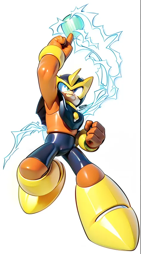 Mega Man X by On Devite, MegaMan, MegaMan, heroic kicking pose, this character has cryokinesis, offcial art, super super dynamic dynamic pose, heroic action pose, heroic masculine pose, fightingpose, Humanoid form, hero pose, inspired by Kōno Michisei, att...