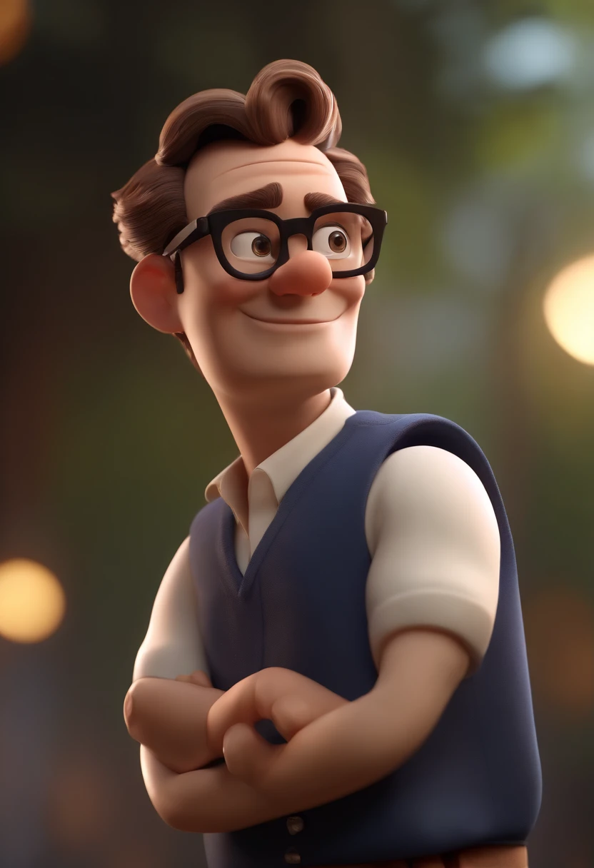 Cartoon character of a man wearing black glasses and a blue shirt, um personagem animado, Caractere estilizado, animation style rendering, 3D estilizado, Arnold Maya render, 3 d render stylized, toon render keyshot, Personagem 3D, Personagem 3D, 3d renderi...