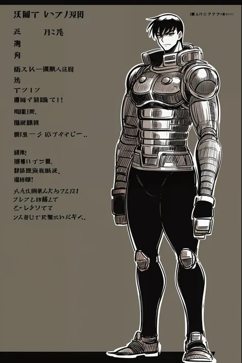 male ,pony tail, black hair,sentai armor, superhero, metal hero, standing, full body, short hair pony tail