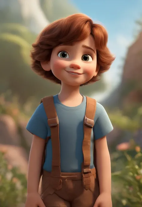 a happy cute kid standing short hair, vestindo uma fantasia espacial, , fundo branco, barnet, Tom, Estilo Pixar, ....3d, desenhos animados, rosto detalhado, asymmetrical 16k