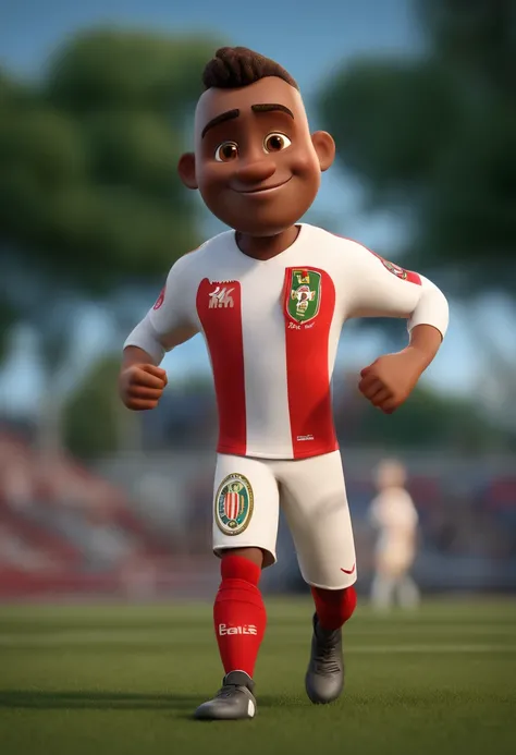 Cartoon character of a man wearing a shirt of the Sao Paulo FC football team, um personagem animado, Caractere estilizado, animation style rendering, 3D estilizado, Arnold Maya render, 3 d render stylized, toon render keyshot, Personagem 3D, Personagem 3D,...