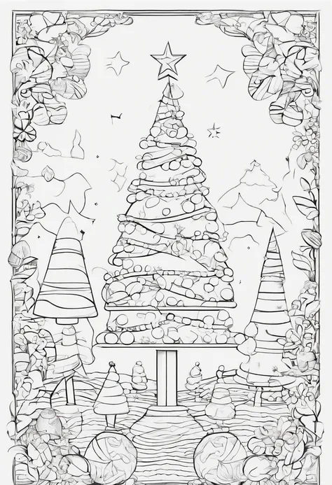 Outline art for kids coloring book page Christmas themed coloring pages candy cane,full white ,kids style,white background whole,whole body sketch style,full body ((((white Background))) only use outline cartoon style,line art, coloring book ,clean line ar...