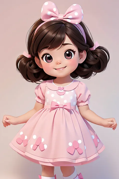 [(a cute smiling brunette girl :1.2)(small and cute baby)(with fair skin)(cheerfulness)][(wear costumes inspired by "stuffed ani...