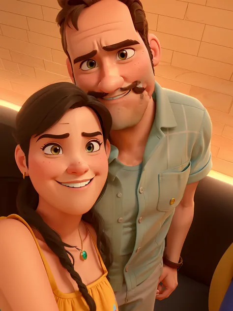 casal homem e mulher no estilo Disney Pixar, alta qualidade, melhor qualidade